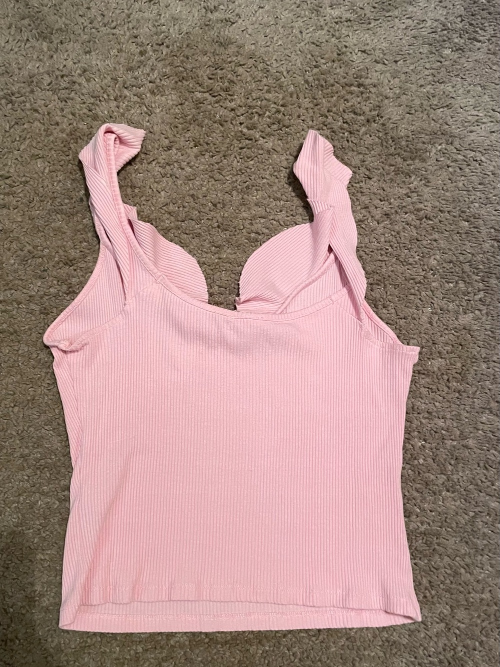 Garage Light Pink Ribbed Ruffle Tank Top - Picture 2 of 3